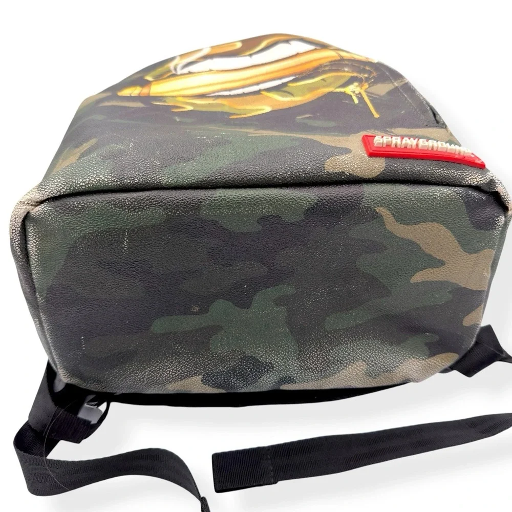 Sprayground Army Lips Bullet Backpack Camouflage Laptop Compartment 18x12 Street